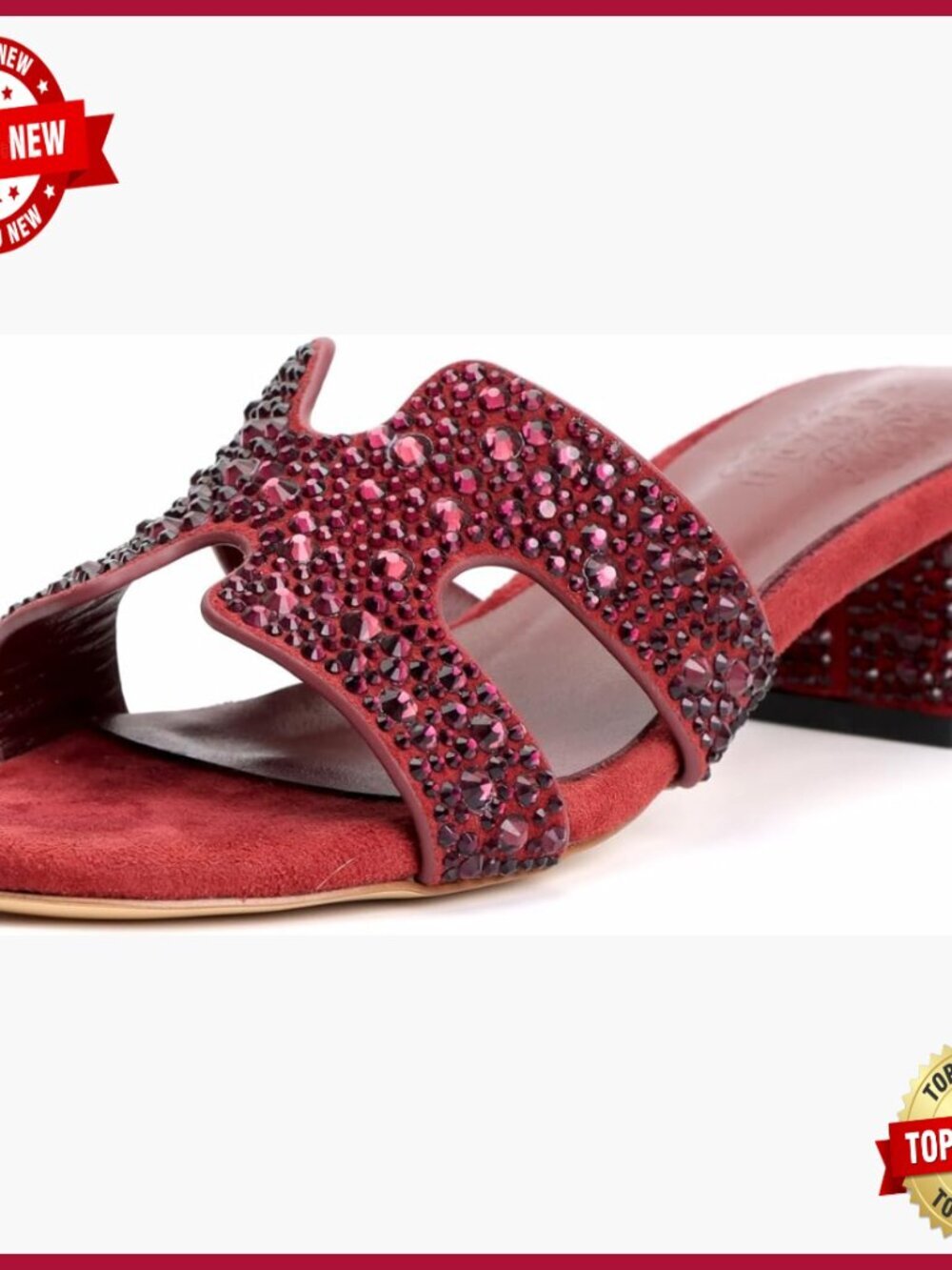 Rhinestone Heeled Sandals with Suede Upper and Block Heel for Weddings